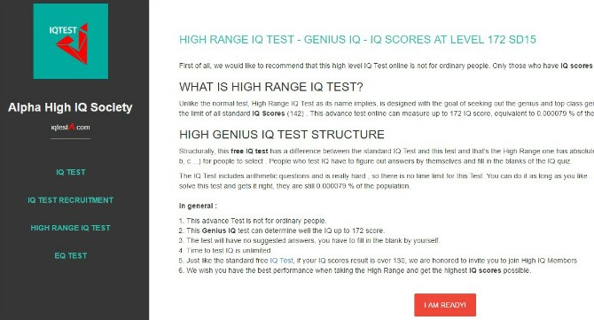Alpha high IQ society test demo