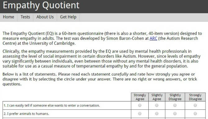 Psychology tools’ EQ test demo