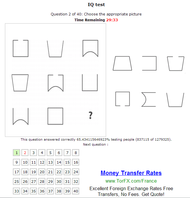 free printable iq test with answers key